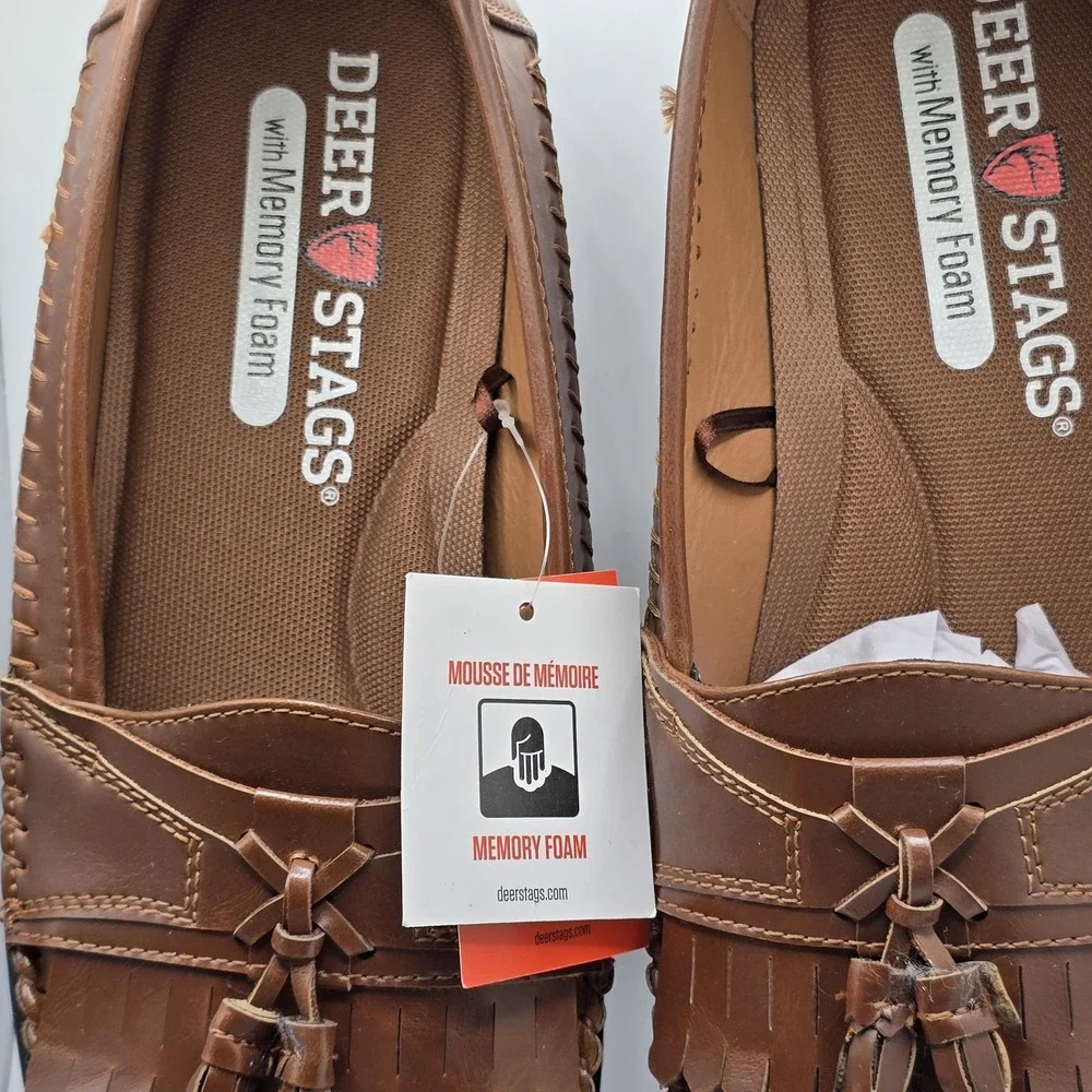 Deer Stags Herman Shoes Mens Size 10M Brown Tassel Slip-On Dress Memory Foam